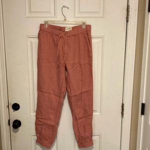 Women’s linen joggers size medium by Cynthia Rowley pink color